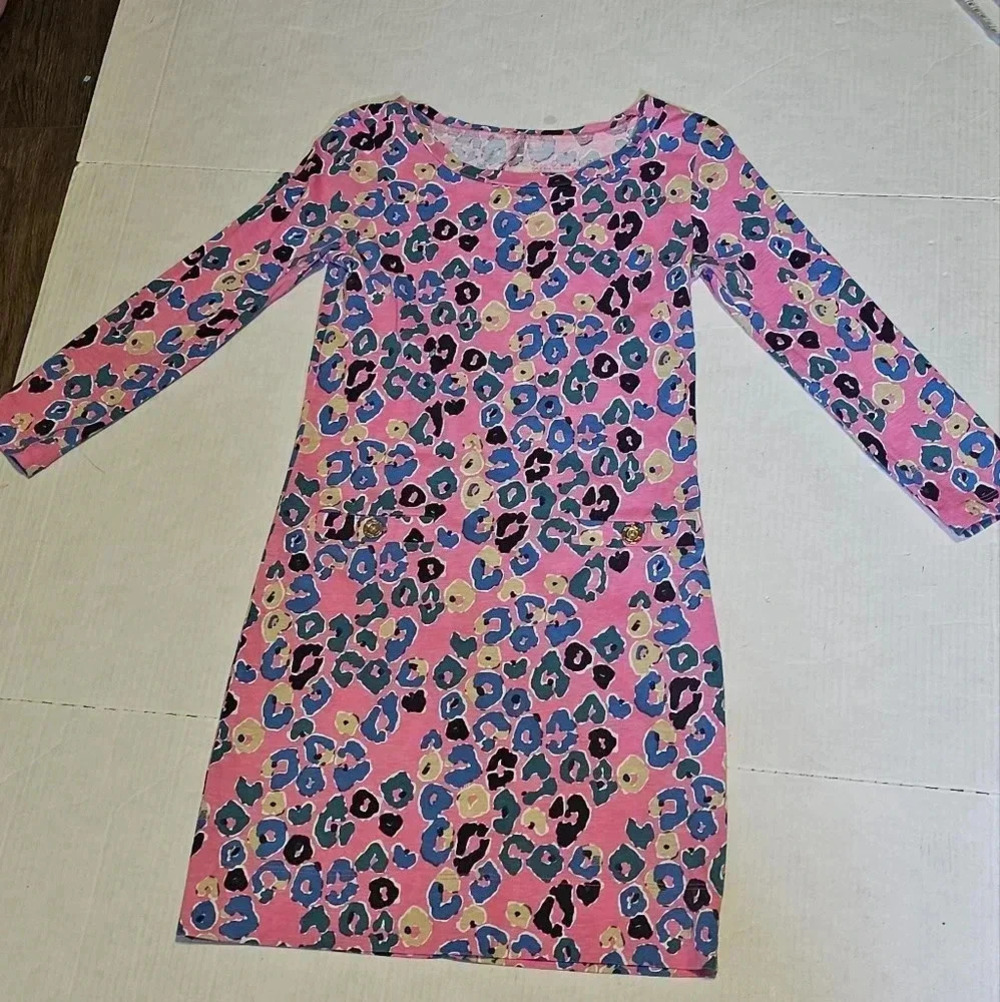 Lilly Pulitzer Corine Paws Off Leopard Pink Multi 3/4 Sleeve Mini Dress XXS - Picture 6 of 12